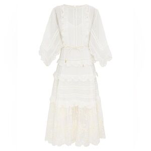 Zimmermann Acacia Embroidered Midi Dress in Ivory NWT